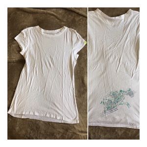 Arc'teryx white tee with graphic on back